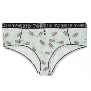 Torrid Mint Blue ☕️ Coffee Cotton Cheeky Panties Sz 1 Fun Sexy Hot Retro